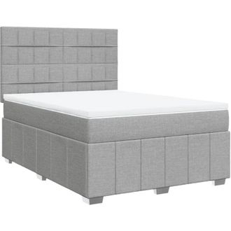 vidaXL Vidaxl - Cama Box Spring Con Colch&oacute;n Tela Gris Claro 140x190 Cm