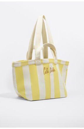 Bimba & Lola Striped Cotton Maxi Beach Bag in Stripes Limelight at Nordstrom