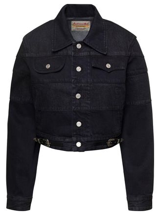 Andersson Bell Mahina Black Denim Patchwork Jacket With Heart-Shaped Detail In Cotton Woman