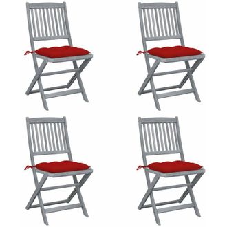 vidaXL Sillas De Jard&iacute;n Plegables 4 Uds Cojines Madera Maciza Acacia Vidaxl