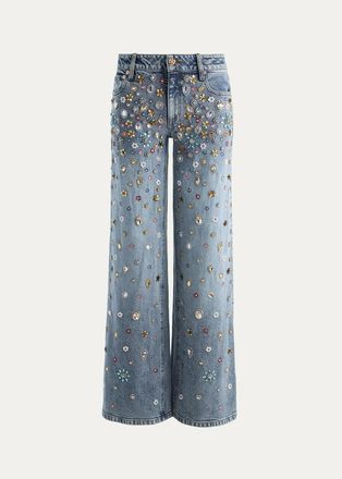 Alice & Olivia Amazing Embellished Mid-Rise Baggy Jeans