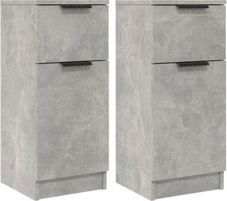 vidaXL Sideboards 2 pcs Concrete Grey 30x30x70 cm Engineered Wood Vidaxl