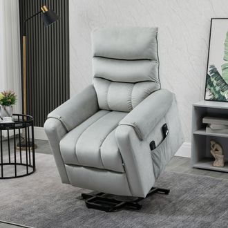 HOMCOM Electric Power Lift Recliner Vibration Massage Upholstered Reclining Chair in Grey