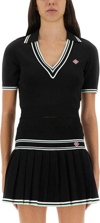 Casablanca Viscose V-Neck Polo Shirt-Donna