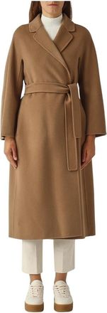 Max Mara Belted Coat - Dames - Jas met riem - Bruin - 3XS - Wol - Jassen
