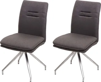 Hhg Hhg - Nunca Usado] Juego De 2 Sillas De Comedor 922, Silla De Cocina Sill&oacute;n Silla, Tela/textil Acero Inoxidable Cepillado, Gris-marr&oacute;n