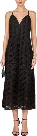 endless rose Textured Floral Midi Dress in Black at Nordstrom, Size X-Small