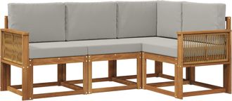 vidaXL Conjunto De Sof&aacute;s De Exterior 4 Uds. Natural Y Gris Claro Vidaxl