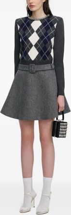 Self Portrait Trui met argyle patroon - Grijs