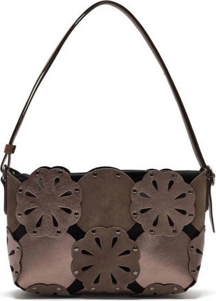Maliparmi Leren Bloem Tas - Dames - Schoudertassen - Grijs - ONE Size - Leer - Tassen
