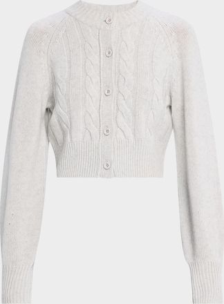 Toccin Rita Cropped Wool and Cashmere Cable-Knit Cardigan