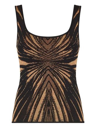 Roberto Cavalli Ray of Gold-print top - women - Viscose/Metallized Polyester/Rayon - 46
