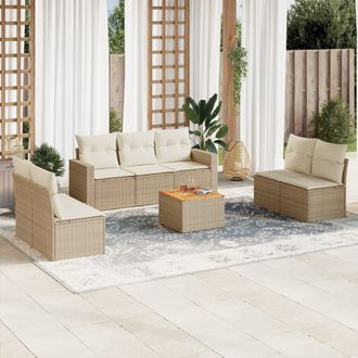 vidaXL Vidaxl - Juego De Sof&aacute;s De Jard&iacute;n Con Cojines Beige 8 Pzas Rat&aacute;n Pe