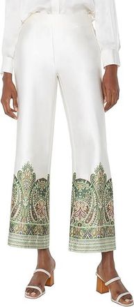 Liverpool L.A. Pull On Wide Leg 27 Womens Clothing Cream Olive Paisley Print : LG 27, Polyester