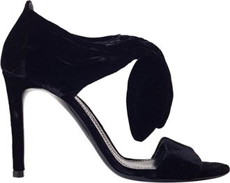 Giorgio Armani Black Velvet Bow Trim Sandals Size 39