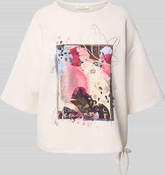 Christian Berg Sweatshirt mit 1/2-Arm und Tunnelzug in Ecru, Größe XL