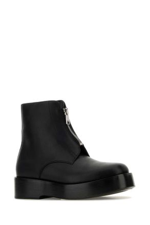 Bottega Veneta Mens Black Leather Torino Ankle Boots Stivali
