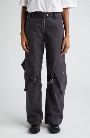 Acne Studios Potinal Cotton Canvas Cargo Pants in Charcoal Grey at Nordstrom, Size 10 Us