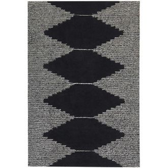 Beliani Tappeto pelo corto bianco e nero in cotone modello geometrico pelo corto 140 x 200 cm Bathinda
