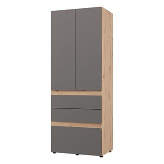 Dmora Armario 2 Puertas Venas, Ropero Dormitorio Con Barra Colgador, Un Estante, 2 Puertas, 79x208h Cm Negro Antracita