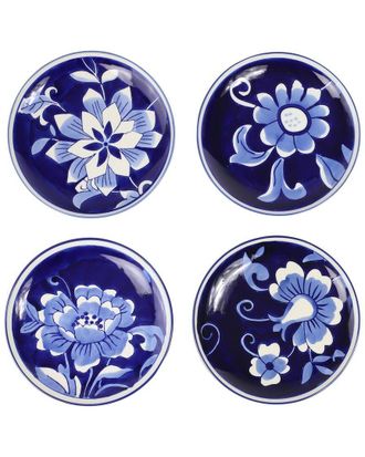Euroceramica Blue Garden 6In Assorted Appetizer Plate (Set Of 4)