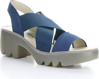 FLY London Womens Crossover Sandal In Blue