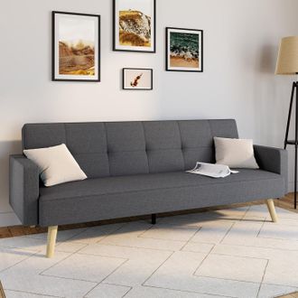 IDMarket Idmarket - Sof&aacute; Cama Recto Escandinavo De 3 Plazas Lars Gris