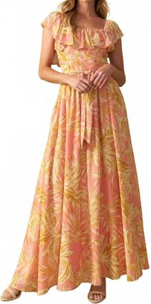 Flying Tomato Printed Woven Midi Dress In Pink Yellow