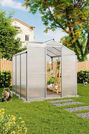 Living and Home Aluminium Hobby Greenhouse with Window Opening in Clear