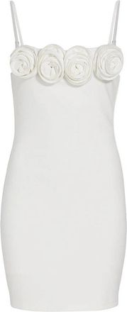 Line & Dot Mini Dress Womens Off White Flower Detail Square Neck GBO745