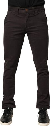 Sun 68 Dark Brown Cotton Stretch Skinny Mid Waist Men Trouser Mens Pants