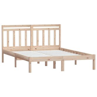 Berkfield Home Beautiful Bed Frame 135x190 cm Double Solid Wood in Light Tan