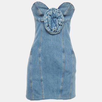 Magda Butrym Blue Denim Corset Tank Top & Strapless Mini Dress Set
