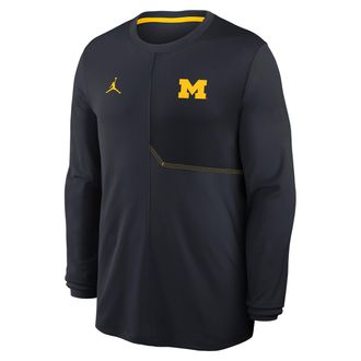 Nike Jordan Mens Michigan Sideline Coach Jordan Brand Dri-FIT College Long-Sleeve Top in Blue | 0JB10BPGMWN-GQK