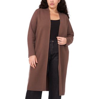 Halogen Open Front Longline Cardigan in Mink Taupe at Nordstrom Rack, Size 1X