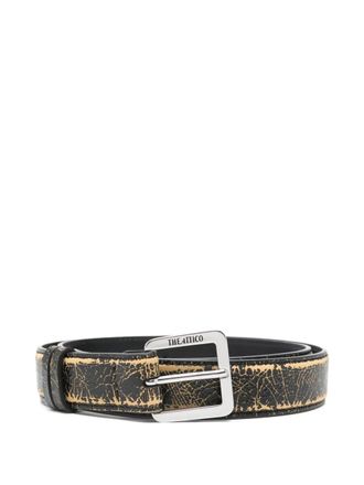 The Attico crackled buckle leather belt - Black