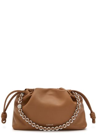 Loewe Flamenco Medium Leather Clutch - Moca - One Size