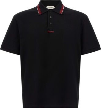 Versace Black Shirt Collar Polo