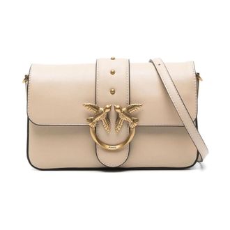 Pinko Love One Mini Crossbody Tas - Dames - Schoudertassen - Beige - ONE Size - Leer - Tassen