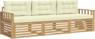 vidaXL Conjunto De Sof&aacute;s De Exterior 3 Uds. Blanco Y Crema Poli&eacute;ster Vidaxl