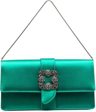 Manolo Blahnik decorative-buckle clutch-bag - women - Polycarbonite - One Size - Green