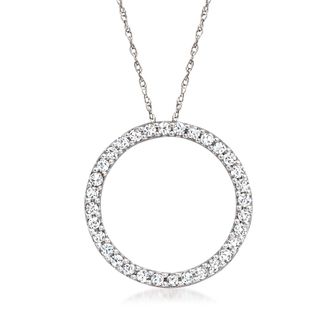Ross-Simons Diamond Eternity Circle Pendant Necklace in 14kt White Gold