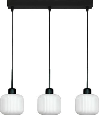 OEM L&aacute;mpara De Techo Colgante Negra Con Pantalla De Cristal Blanco, Beka Bianco 14-964