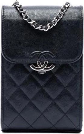 Chanel Pre-owned Quilted Caviar Crossbody Bag - Dames - Vintage Schoudertas - Zwart - ONE Size - Leer - Vintage