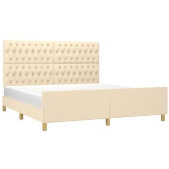 vidaXL Cama Sin Colch&oacute;n Tela Color Crema 180x200 Cm Vidaxl