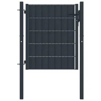 vidaXL Puerta De Valla De Pvc Y Acero Gris Antracita 100x101 Cm Vidaxl