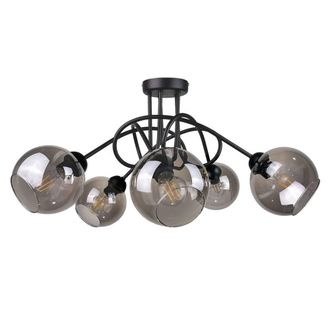 Netlighting Ring Multi Arm Semi Flush Ceiling Light Black 70cm 5x E27