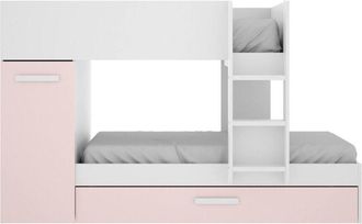 Dmora Composizione camera da letto Eiger, Stanza da letto completa, Cameretta per bambini, Set per arredo a ponte, 244x112 h150 cm, Azzurro e Bianco - Dmora