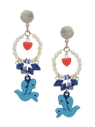 Amir Slama dove of peace earrings - Blue