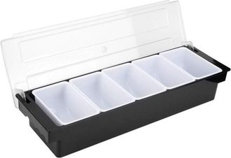 OEM Dispensador De Condimentos De Pl&aacute;stico, Bandeja Para Frutas, Guarnici&oacute;n Y Condimentos, 5 Compartimentos Con Tapa Para Servir Tacos, Helados, Frutas Y 